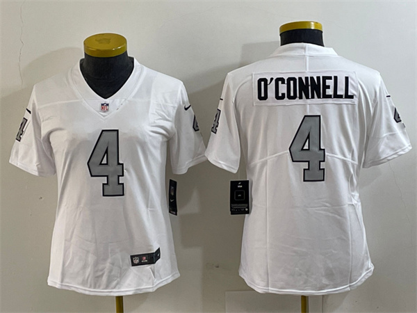 Women's Las Vegas Raiders #4 Aidan O'Connell White Color Rush Limited Stitched Jersey(Run Small)